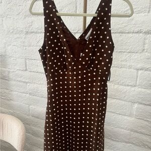 Princess Polly Brown Polka Dot Midi Dress